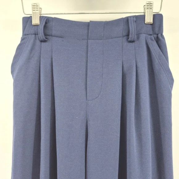 Halara Navy Blue Wide Leg‎ Pleated Athleisure Dress Pants Women's Size S Career - Picture 7 of 15